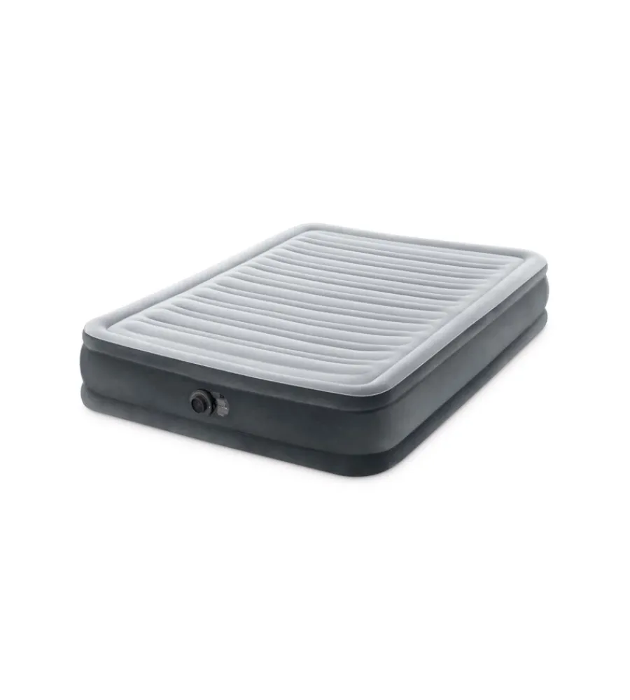 Intex Campeggio|Materasso ad una piazza e mezza autogonfiante "airbed dura-beam comfort-plush mid-rise" colore grigio chiaro, 137x191x33 cm - cod. 67768nd.