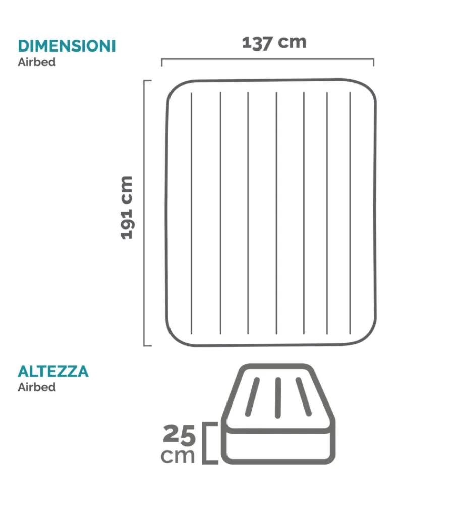Outlet Materasso ad una piazza e mezza autogonfiante "airbed dura-beam pillow rest classic" colore blu scuro, 137x191x25 - cod. 64148nd Campeggio