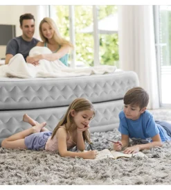 Intex Campeggio|Materasso matrimoniale autogonfiante "airbed dura-beam supreme air-flow" con pompa elettrica incorporata grigio 152x203x51 cm - cod. 64490nd