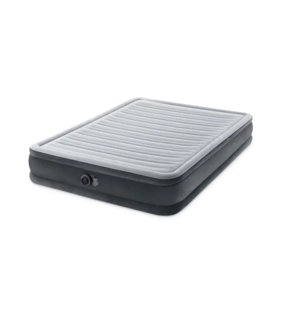 Sale Materasso matrimoniale autogonfiante "airbed dura-beam comfort-plush mid-rise" colore grigio chiaro e pompa integrata, 152x203x33 cm - cod. 67770nd Campeggio