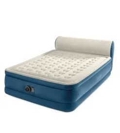 New Materasso matrimoniale gonfiabile "silky bed" beige e blu con testiera e pompa elettrica integrata 229x152x79 cm - cod. 64460nd Campeggio