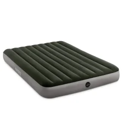 Campeggio-Intex Materasso matrimoniale gonfiabile "dura-beam prestige downy" colore verde scuro con pompa a batteria, 152x203x25 cm - cod. 64779