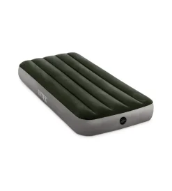 Intex Campeggio|Materasso singolo gonfiabile "dura beam downy" colore verde scuro con pompa a pedale, 99x191x25 cm - cod. 64761