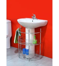 Decor Bagno Docce E Accessori|Mensola da bagno sottolavello 2 ripiani angolare rotondo, 56x36x67,5 cm