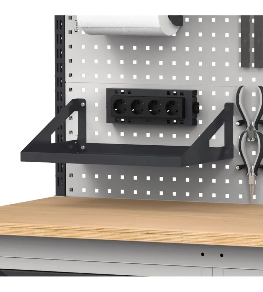 Officina E Garage- Mensola reverisibile fami "grande" per pannello foro quadro in acciaio antracite 45 cm
