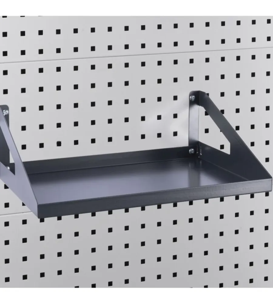Officina E Garage- Mensola reverisibile fami "grande" per pannello foro quadro in acciaio antracite 45 cm