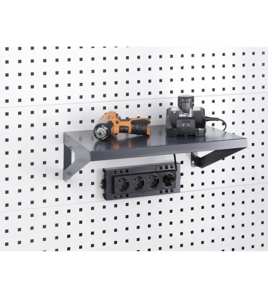 Officina E Garage- Mensola reverisibile fami "grande" per pannello foro quadro in acciaio antracite 45 cm