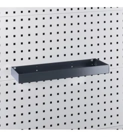 Officina E Garage- Mensola reverisibile portaoggetti fami per pannello foro quadro in acciaio antracite 45,5 cm
