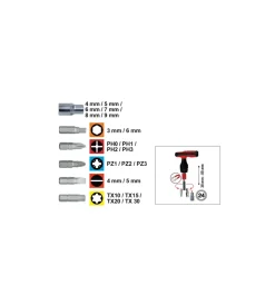 Clearance Mini cricchetto a t con inserti e bussole, set 24 pz. Chiavi
