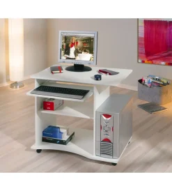 Scrivanie E Cassettiere|Mini ufficio con ruote bianco, 80x75x50 cm