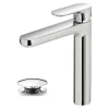 Rubinetti Bagno- Miscelatore monocomando lavabo alto serie kreo con scarico clic clac.