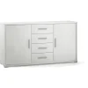 Credenze E Buffet-Sarmog Mobile 2 ante 4 cassetti bianco, 154x84x41 cm