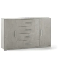 Credenze E Buffet-Sarmog Mobile 2 ante 4 cassetti cemento, 137x84x41 cm