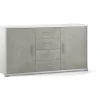 Sarmog Credenze E Buffet|Mobile 2 ante 4 cassetti cemento e bianco, 154x84x41 cm