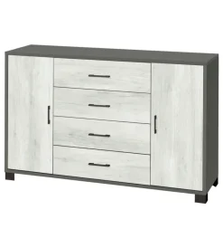 Sarmog Credenze E Buffet|Mobile 2 ante 4 cassetti colore quercia bianco e titanio
