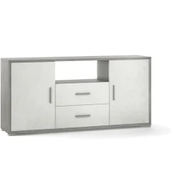 Discount Mobile 2 ante 2 cassetti finitura cemento ossido bianco Credenze E Buffet