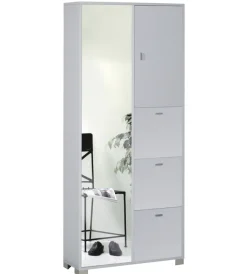 Sarmog Mobili Multiuso|Mobile 5 ante bianco con specchio, 83x190x29 cm