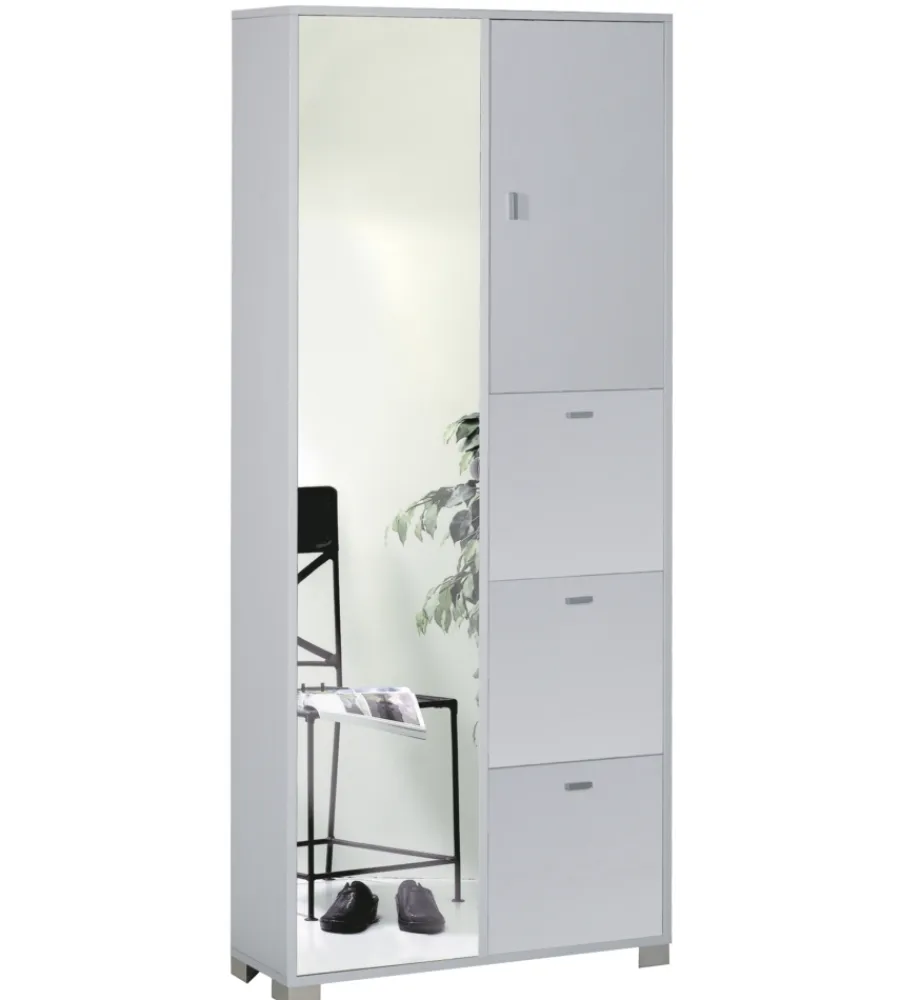 Sarmog Mobili Multiuso|Mobile 5 ante bianco con specchio, 83x190x29 cm