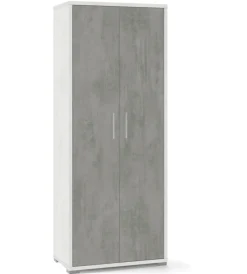Sarmog Mobili Multiuso|Mobile 2 ante bianco e cemento, 71x182x41 cm