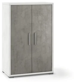 Sarmog Mobili Multiuso|Mobile 2 ante bianco ossido e cemento, 71x41x110 cm