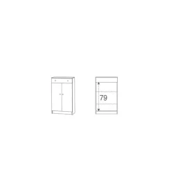 Sale Mobile 2 ante con 1 cassetto bianco, 62x105x34 cm Mobili Multiuso