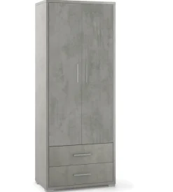Mobili Multiuso-Sarmog Mobile 2 ante e 2 cassetti cemento, 71x41x182 cm