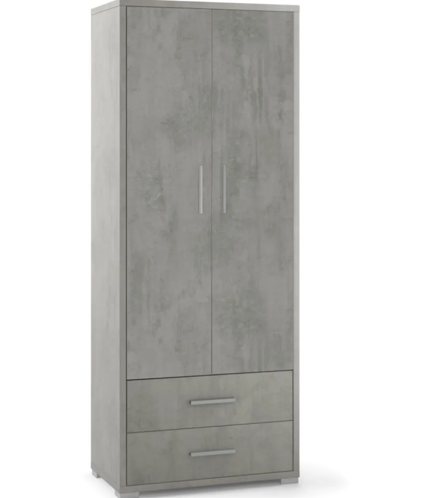 Mobili Multiuso-Sarmog Mobile 2 ante e 2 cassetti cemento, 71x41x182 cm