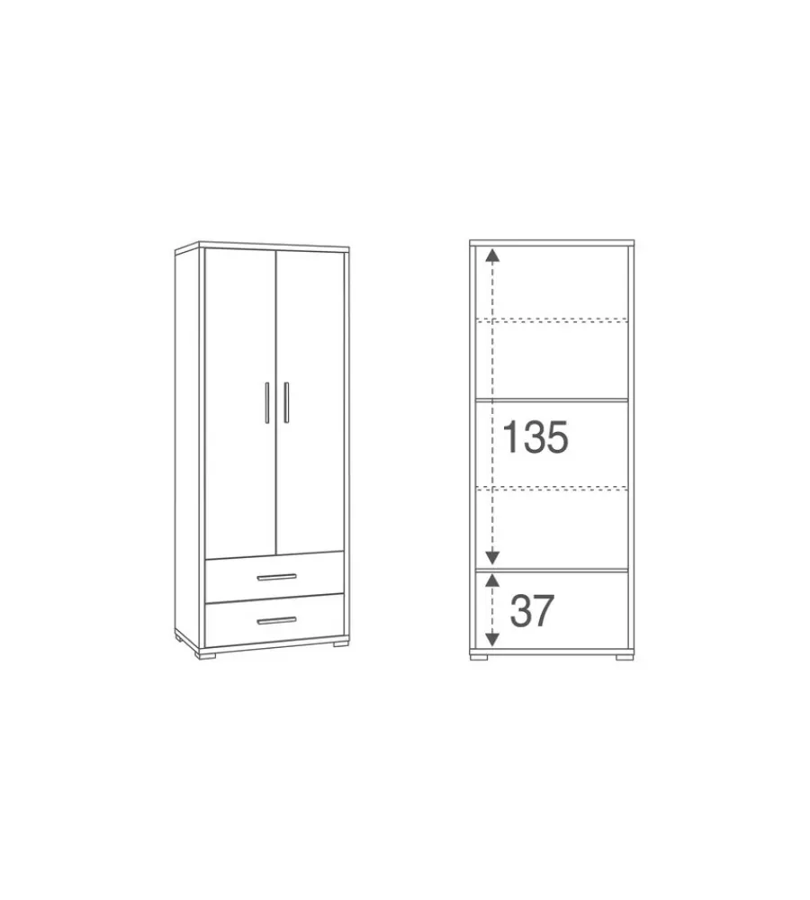 Mobili Multiuso-Sarmog Mobile 2 ante e 2 cassetti cemento, 71x41x182 cm