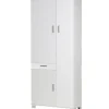 Sarmog Mobili Multiuso|Mobile 3 ante e 1 cassetto bianco fiammato, 77x179x34 cm