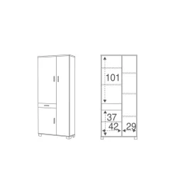 Sarmog Mobili Multiuso|Mobile 3 ante e 1 cassetto bianco fiammato, 77x179x34 cm