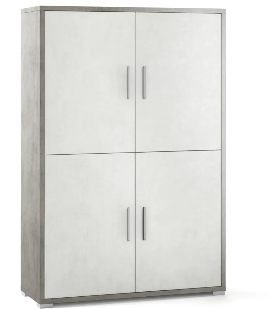 Credenze E Buffet-Sarmog Mobile 4 ante finitura cemento ossido bianco