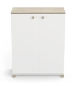 Credenze E Buffet- Mobile 2 ante "izzy" bianco opaco e quercia, 79,7x35,1x104,2 cm
