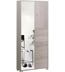 Mobili Multiuso-Sarmog Mobile 5 ante olmo con ante specchio naturale, 83x190x29 cm