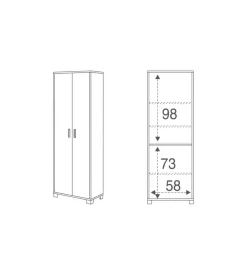 Mobili Multiuso-Sarmog Mobile 2 ante olmo e bianco, 63x183x34 cm