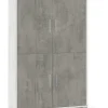 Sarmog Mobili Multiuso|Mobile 4 ante ossido bianco e cemento, 108x41x161 cm