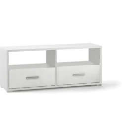 Clearance Mobile 2 cassetti finitura bianco ossido, 139x57x41 cm Pareti Soggiorno E Porta Tv