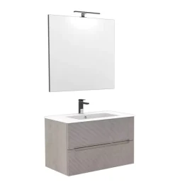 Decor Bagno Mobili Bagno|Mobile bagno "canaletto" cemento caldo, 80 cm