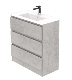 Mobili Bagno-Decor Bagno Mobile bagno da terra "leonardo" 3 cassetti cemento, 78x39,5x85 cm