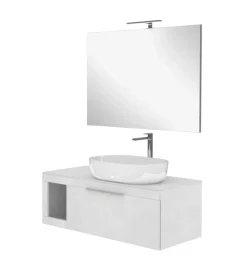 New Mobile bagno "tiziano" colore grigio cielo, 110 cm Mobili Bagno