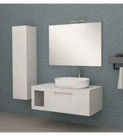 New Mobile bagno "tiziano" colore grigio cielo, 110 cm Mobili Bagno