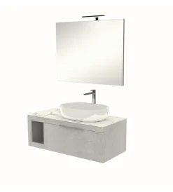 Mobili Bagno-Decor Bagno Mobile bagno "tiziano" colore grigio caldo con top in marmo carrara, 110 cm