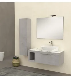 Mobili Bagno-Decor Bagno Mobile bagno "tiziano" colore grigio caldo con top in marmo carrara, 110 cm