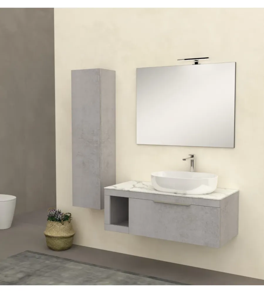 Mobili Bagno-Decor Bagno Mobile bagno "tiziano" colore grigio caldo con top in marmo carrara, 110 cm