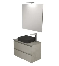 Decor Bagno Mobili Bagno|Mobile bagno "leonardo" cemento con lavello ad appoggio, 78x40x50 cm