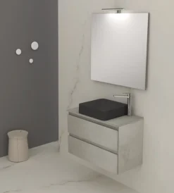 Decor Bagno Mobili Bagno|Mobile bagno "leonardo" cemento con lavello ad appoggio, 78x40x50 cm
