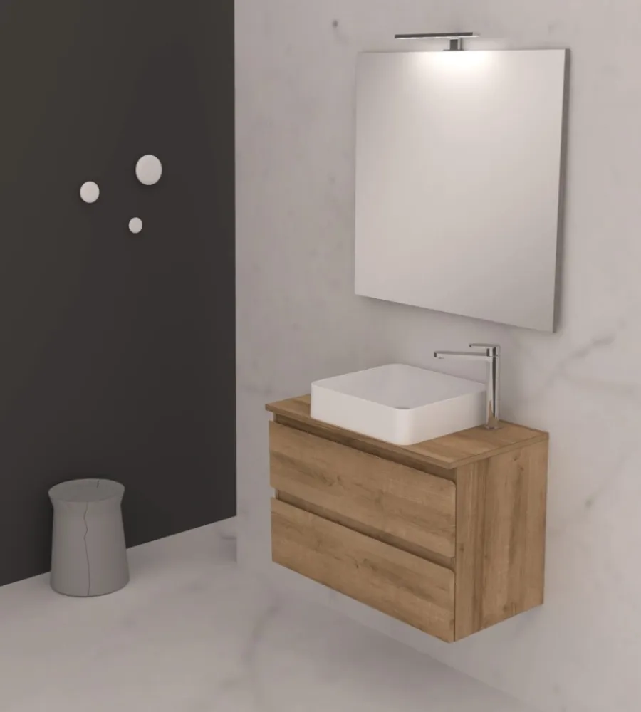 Online Mobile bagno "leonardo" rovere con lavello ad appoggio, 78x40x50 cm Mobili Bagno
