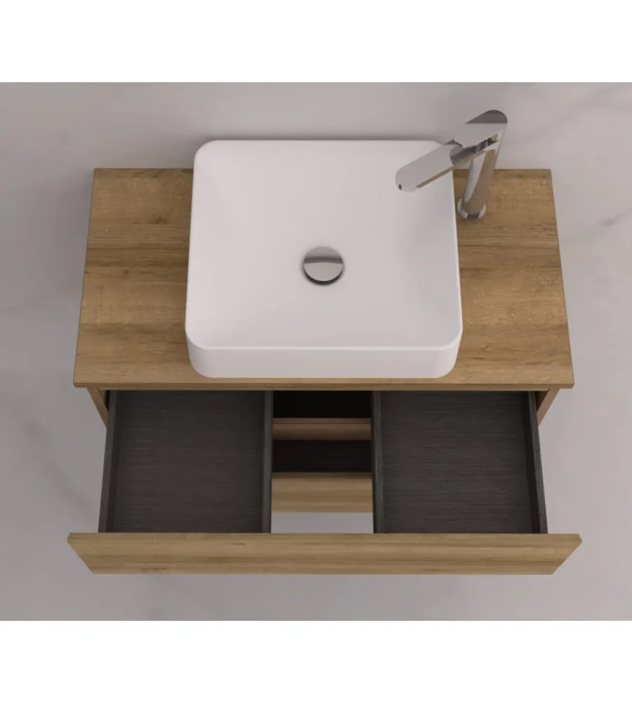 Online Mobile bagno "leonardo" rovere con lavello ad appoggio, 78x40x50 cm Mobili Bagno