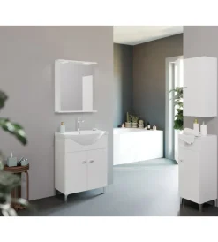 Mobili Bagno|Mobile bagno "moon" bianco lucido, 65x45x158 cm