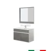 Mobili Bagno|Mobile bagno sospeso "fabula" 2 ante bianco e cemento, 90x47x57 cm
