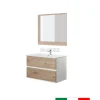 New Mobile bagno sospeso "fabula" 2 cassetti bianco e rovere, 90x47x57 cm Mobili Bagno